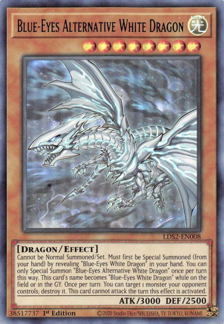 Blue-Eyes Alternative White Dragon (Green) trading card from Legendary Duelists: Season 2 Blue-Eyes Alternative White Dragon (Green) - Legendary Duelists: Season 2 YuGiOh trading card
