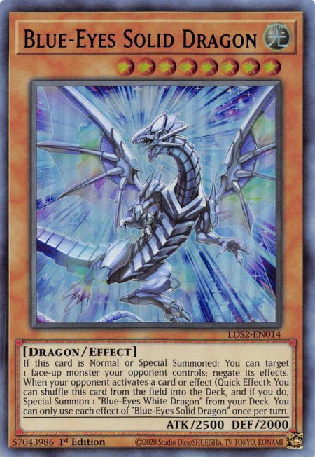 Blue-Eyes Solid Dragon (Purple) trading card from Legendary Duelists: Season 2 Blue-Eyes Solid Dragon (Purple) - Legendary Duelists: Season 2 YuGiOh trading card