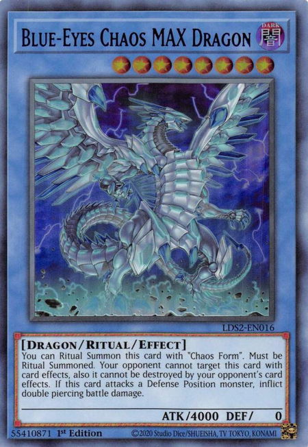 Blue-Eyes Chaos MAX Dragon (Purple) trading card from Legendary Duelists: Season 2 Blue-Eyes Chaos MAX Dragon (Purple) - Legendary Duelists: Season 2 YuGiOh trading card