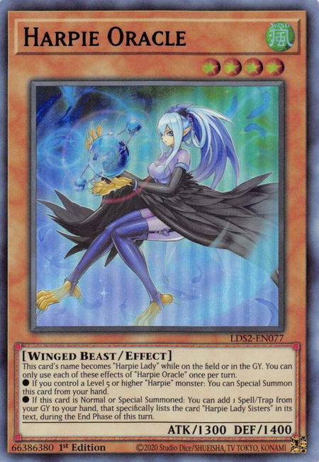 Harpie Oracle (Blue) trading card from Legendary Duelists: Season 2 Harpie Oracle (Blue) - Legendary Duelists: Season 2 YuGiOh trading card