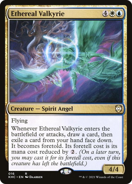 Ethereal Valkyrie trading card from Commander: Kaldheim Ethereal Valkyrie - Commander: Kaldheim Magic: The Gathering trading card