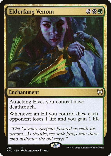 Elderfang Venom trading card from Commander: Kaldheim Elderfang Venom - Commander: Kaldheim Magic: The Gathering trading card
