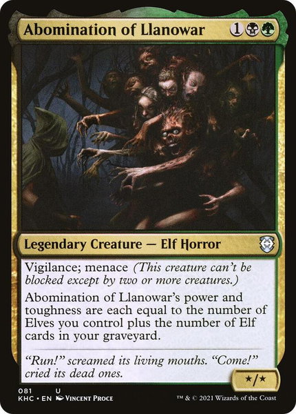 Abomination of Llanowar trading card from Commander: Kaldheim Abomination of Llanowar - Commander: Kaldheim Magic: The Gathering trading card
