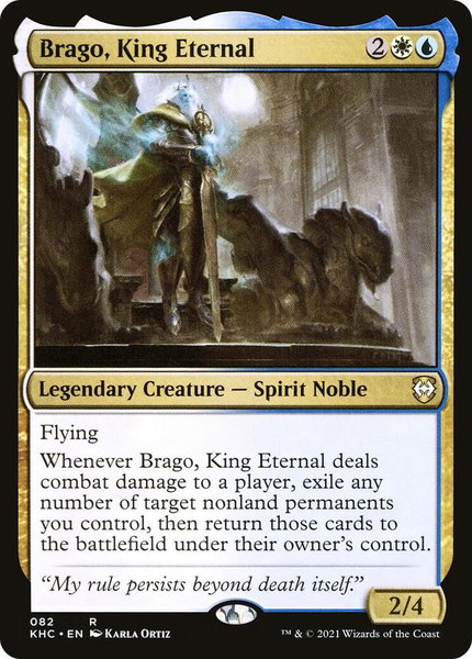 Brago, King Eternal trading card from Commander: Kaldheim Brago, King Eternal - Commander: Kaldheim Magic: The Gathering trading card