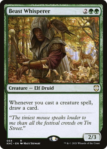 Beast Whisperer trading card from Commander: Kaldheim Beast Whisperer - Commander: Kaldheim Magic: The Gathering trading card