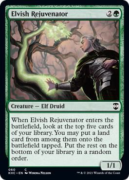 Elvish Rejuvenator trading card from Commander: Kaldheim Elvish Rejuvenator - Commander: Kaldheim Magic: The Gathering trading card