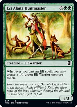 Lys Alana Huntmaster trading card from Commander: Kaldheim Lys Alana Huntmaster - Commander: Kaldheim Magic: The Gathering trading card