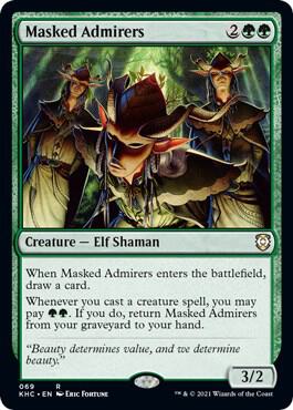 Masked Admirers trading card from Commander: Kaldheim Masked Admirers - Commander: Kaldheim Magic: The Gathering trading card