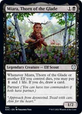 Miara, Thorn of the Glade trading card from Commander: Kaldheim Miara, Thorn of the Glade - Commander: Kaldheim Magic: The Gathering trading card