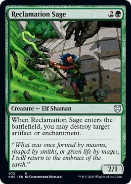 Reclamation Sage trading card from Commander: Kaldheim Reclamation Sage - Commander: Kaldheim Magic: The Gathering trading card
