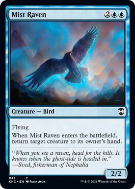 Mist Raven trading card from Commander: Kaldheim Mist Raven - Commander: Kaldheim Magic: The Gathering trading card