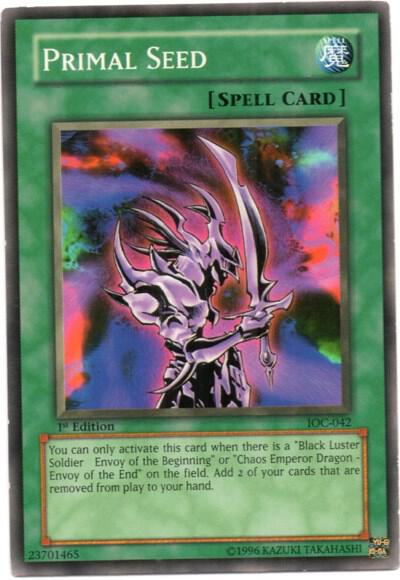 Primal Seed trading card from Invasion of Chaos Primal Seed - Invasion of Chaos YuGiOh trading card