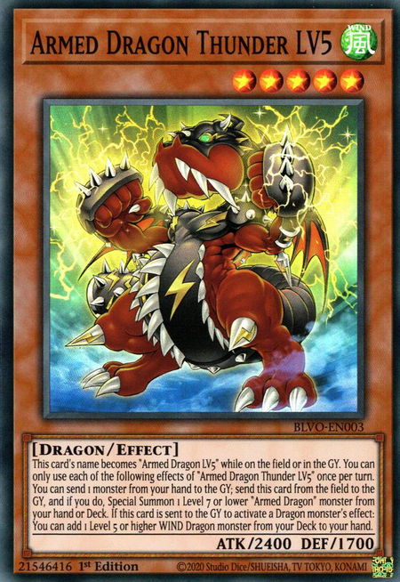 Armed Dragon Thunder LV5 - Blazing Vortex YuGiOh trading card