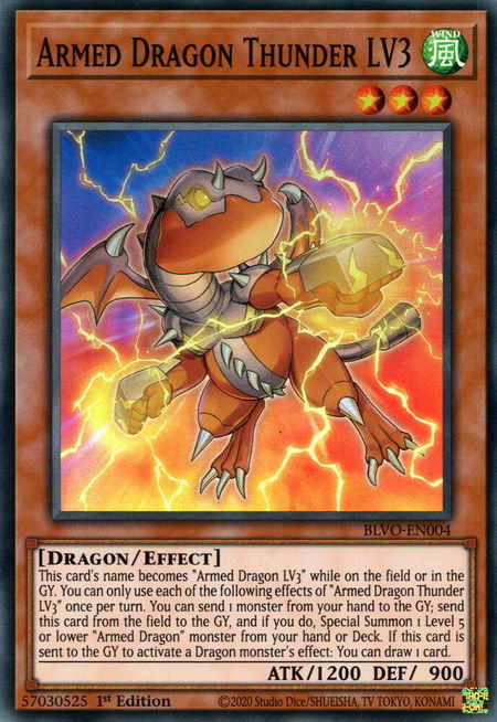 Armed Dragon Thunder LV3 - Blazing Vortex YuGiOh trading card