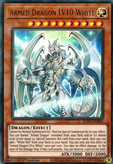 Armed Dragon LV10 White - Blazing Vortex YuGiOh trading card