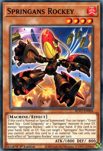 Springans Rockey trading card from Blazing Vortex Springans Rockey - Blazing Vortex YuGiOh trading card