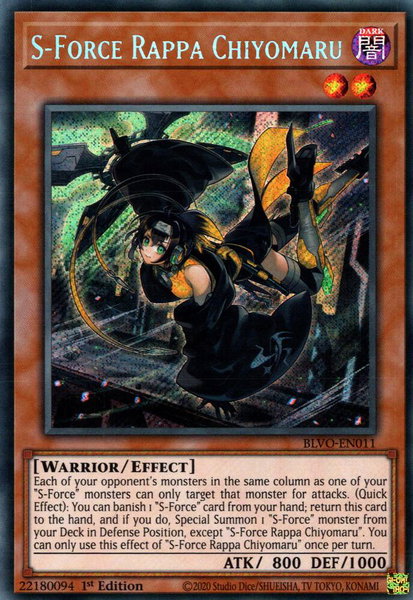 S-Force Rappa Chiyomaru trading card from Blazing Vortex S-Force Rappa Chiyomaru - Blazing Vortex YuGiOh trading card