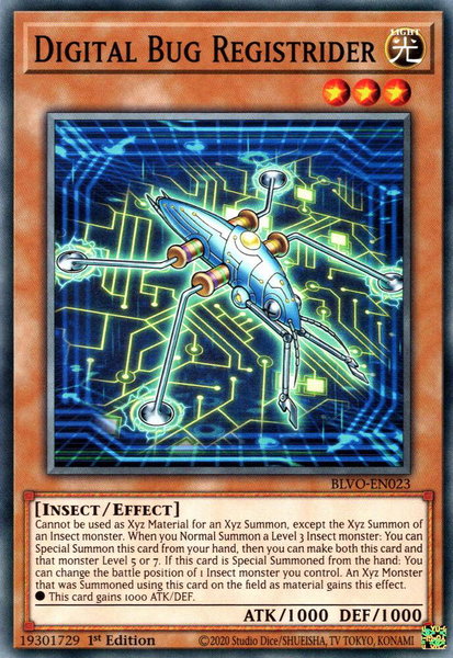 Digital Bug Registrider trading card from Blazing Vortex Digital Bug Registrider - Blazing Vortex YuGiOh trading card