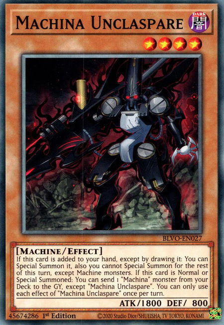 Machina Unclaspare - Blazing Vortex YuGiOh trading card