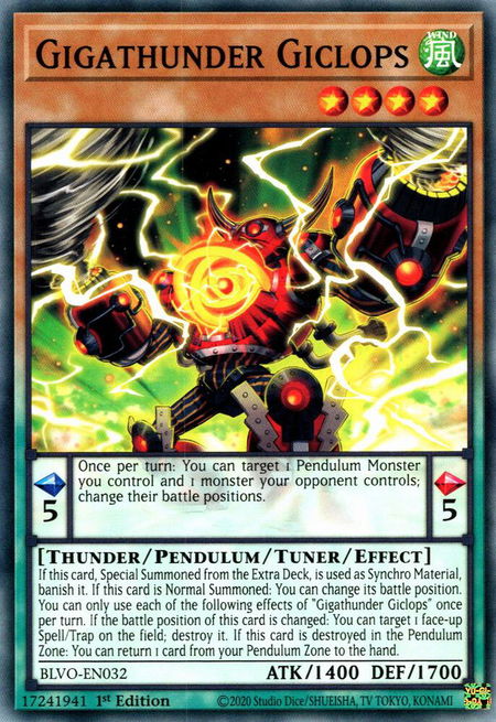 Gigathunder Giclops - Blazing Vortex YuGiOh trading card