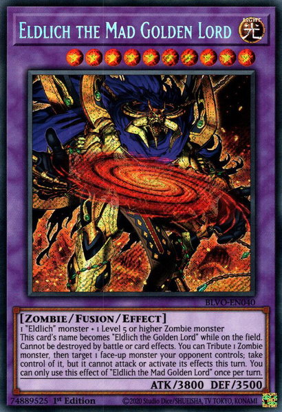 Eldlich the Mad Golden Lord trading card from Blazing Vortex Eldlich the Mad Golden Lord - Blazing Vortex YuGiOh trading card