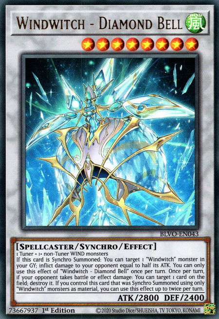 Windwitch - Diamond Bell - Blazing Vortex YuGiOh trading card