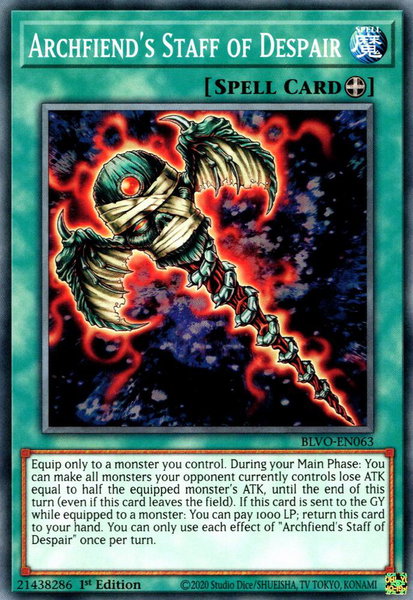 Archfiend's Staff of Despair trading card from Blazing Vortex Archfiend's Staff of Despair - Blazing Vortex YuGiOh trading card