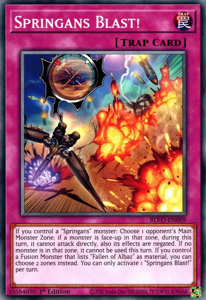 Springans Blast! trading card from Blazing Vortex Springans Blast! - Blazing Vortex YuGiOh trading card