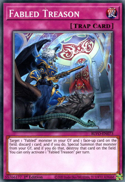 Fabled Treason trading card from Blazing Vortex Fabled Treason - Blazing Vortex YuGiOh trading card