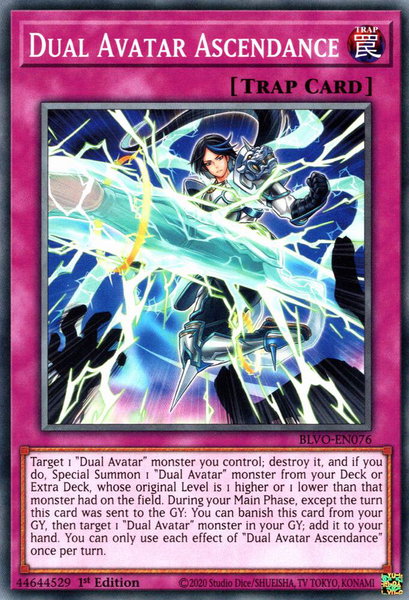 Dual Avatar Ascendance trading card from Blazing Vortex Dual Avatar Ascendance - Blazing Vortex YuGiOh trading card