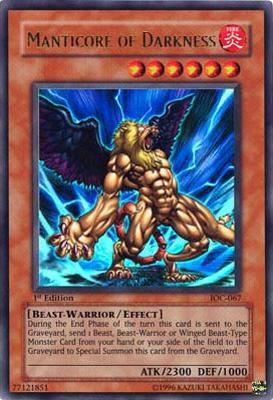Manticore of Darkness - Invasion of Chaos YuGiOh trading card