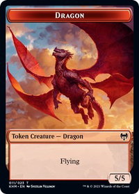 Dragon // Thopter Double-Sided Token - Commander: Kaldheim (KHC) #11 // 8 - Token Magic: The Gathering Trading Card