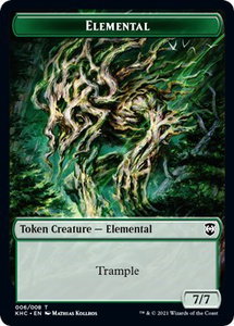 Elemental // Elf Warrior Double-Sided Token - Commander: Kaldheim (KHC) #6 // 15 - Token Magic: The Gathering Trading Card