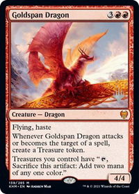 Goldspan Dragon - Promo Pack: Kaldheim (PPKHM) #139p - Mythic Magic: The Gathering Trading Card