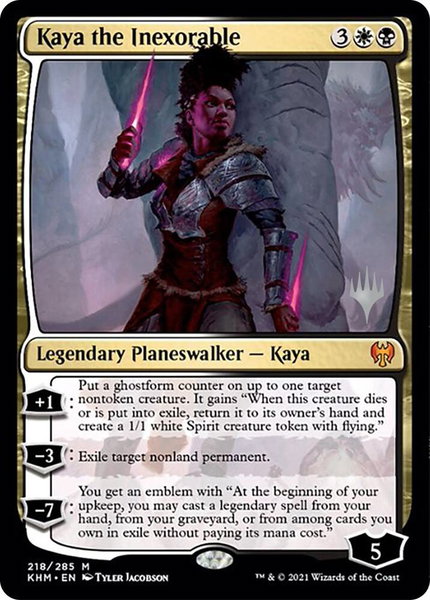 Kaya the Inexorable trading card from Promo Pack: Kaldheim Kaya the Inexorable - Promo Pack: Kaldheim Magic: The Gathering trading card