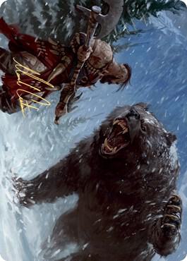 Blizzard Brawl Art Card (Gold-Stamped Signature) trading card from Art Series: Kaldheim Blizzard Brawl Art Card (Gold-Stamped Signature) - Art Series: Kaldheim Magic: The Gathering trading card
