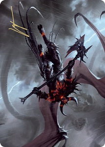 Burning-Rune Demon Art Card (Gold-Stamped Signature) - Art Series: Kaldheim (ASKHM) #20 - Special Magic: The Gathering Trading Card