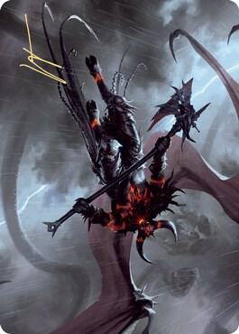 Burning-Rune Demon Art Card (Gold-Stamped Signature) - Art Series: Kaldheim Magic: The Gathering trading card