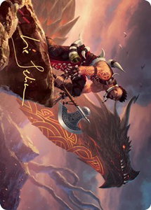Dragonkin Berserker Art Card (Gold-Stamped Signature) - Art Series: Kaldheim (ASKHM) #32 - Special Magic: The Gathering Trading Card