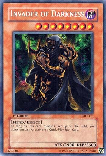 Invader of Darkness trading card from Invasion of Chaos Invader of Darkness - Invasion of Chaos YuGiOh trading card