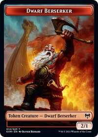 Dwarf Berserker // Spirit Double-Sided Token - Kaldheim (KHM) #12 // 4 - Token Magic: The Gathering Trading Card