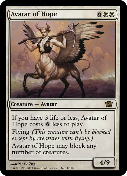 Avatar of Hope (8th Edition) trading card from Oversize Cards Avatar of Hope (8th Edition) - Oversize Cards Magic: The Gathering trading card