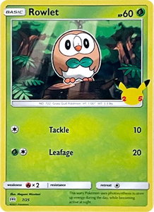 Rowlet - 7/25 - McDonald's 25th Anniversary Promos (MCD21) #007/025 - Rare Pokémon Trading Card