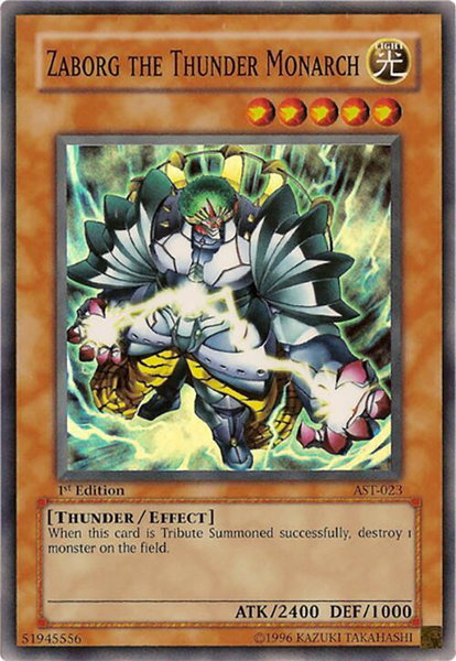 Zaborg the Thunder Monarch trading card from Ancient Sanctuary Zaborg the Thunder Monarch - Ancient Sanctuary YuGiOh trading card