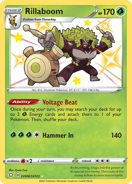 Rillaboom trading card from Shining Fates: Shiny Vault Rillaboom - Shining Fates: Shiny Vault Pokémon trading card