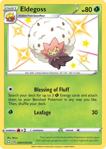 Eldegoss trading card from Shining Fates: Shiny Vault Eldegoss - Shining Fates: Shiny Vault Pokémon trading card