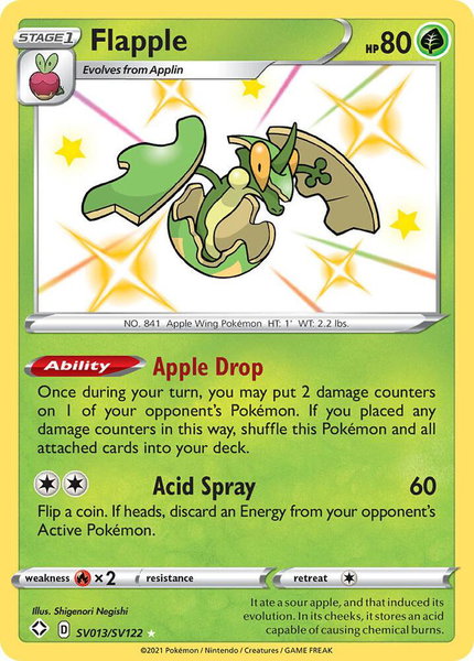 Flapple trading card from Shining Fates: Shiny Vault Flapple - Shining Fates: Shiny Vault Pokémon trading card