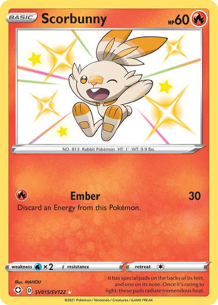 Scorbunny trading card from Shining Fates: Shiny Vault Scorbunny - Shining Fates: Shiny Vault Pokémon trading card