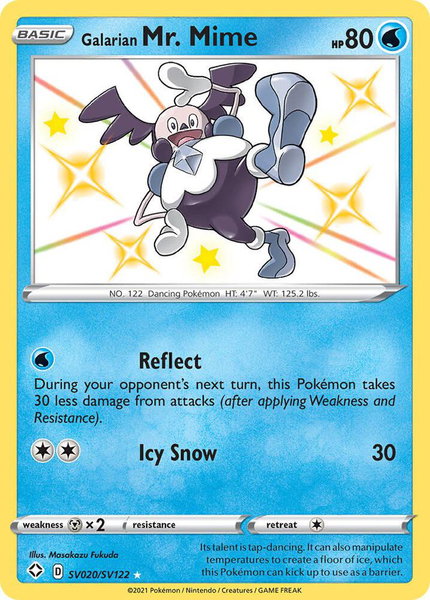 Galarian Mr. Mime trading card from Shining Fates: Shiny Vault Galarian Mr. Mime - Shining Fates: Shiny Vault Pokémon trading card