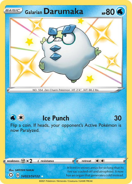 Galarian Darumaka trading card from Shining Fates: Shiny Vault Galarian Darumaka - Shining Fates: Shiny Vault Pokémon trading card